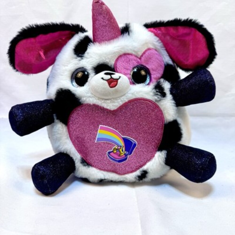 Zuru Rainbowcorns Plush Dalmatian Puppy Dog Zuru Glitter Heart & Eyes 8"